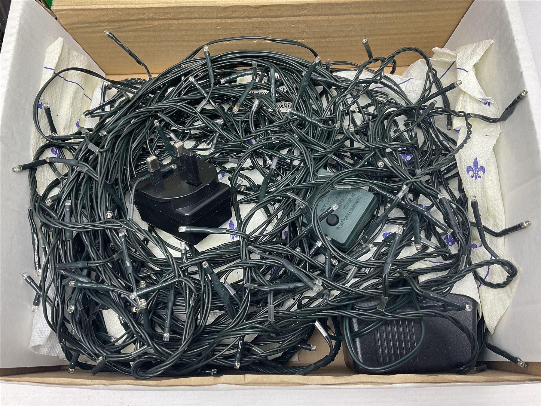 German Bleikristall decanter, set of six Stuart Crystal glasses, a Dartington Crystal decanter, christmas lights and a collection of pewter tankards, etc 