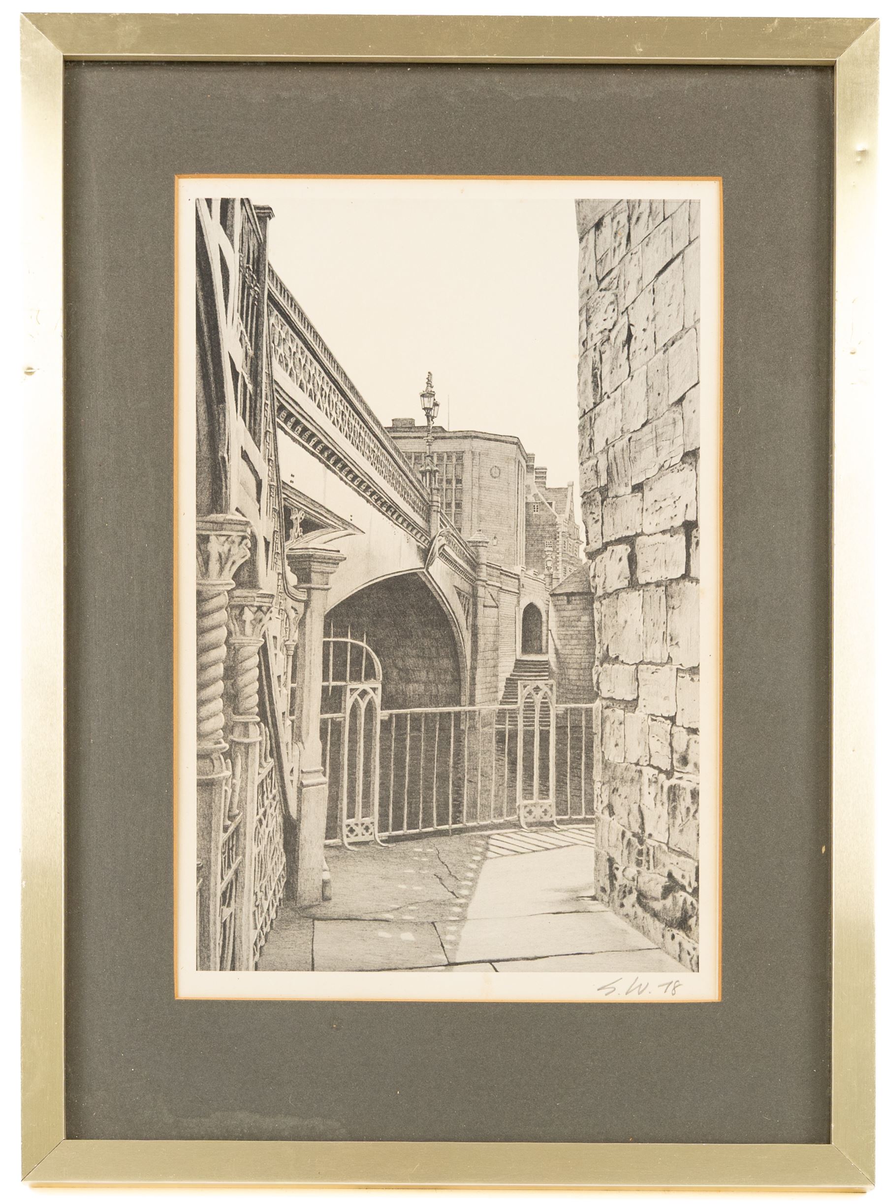 Stuart Walton (Northern British 1933-): York Minster from Precentor's Court, The Shambles - York, View of Lendal Bridge from Dame Judy Dench Walk and Steps Leading from Wellington Row beneath Lendal Bridge to the River Ouse, set of four prints signed with initials and dated '78 in pencil 27.5cm x 17.5cm (4)