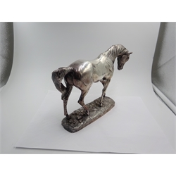  Silver model of a Racehorse designed by David Geenty, Camelot Silverware Ltd, 1998 (filled) H17cm x W22.5cm   