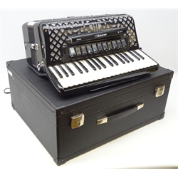  Cooperativa 501 96 bass piano accordion, fitted with 'Super Cesar' hand made reeds, five bass couplers in black gloss case with hard carry case   