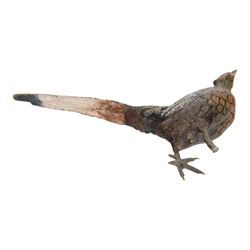 Cold painted bronze, of a woodcock, together with cold painted bronze pheasant, woodcock H6cm