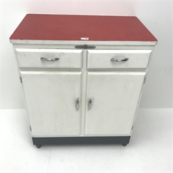 1950s/60s Fleetways painted kitchen cabinet, two drawers above two cupboards, W76cm, H89cm, D46cm