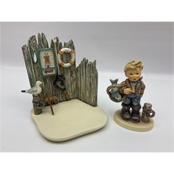 Nine Hummelscapes by Goebel, to include Bavarian Bire Garten, Cuck Crossing, Fisherman's Feast, Strudel Haus etc, each with associated Hummel figures, tallest H14cm 