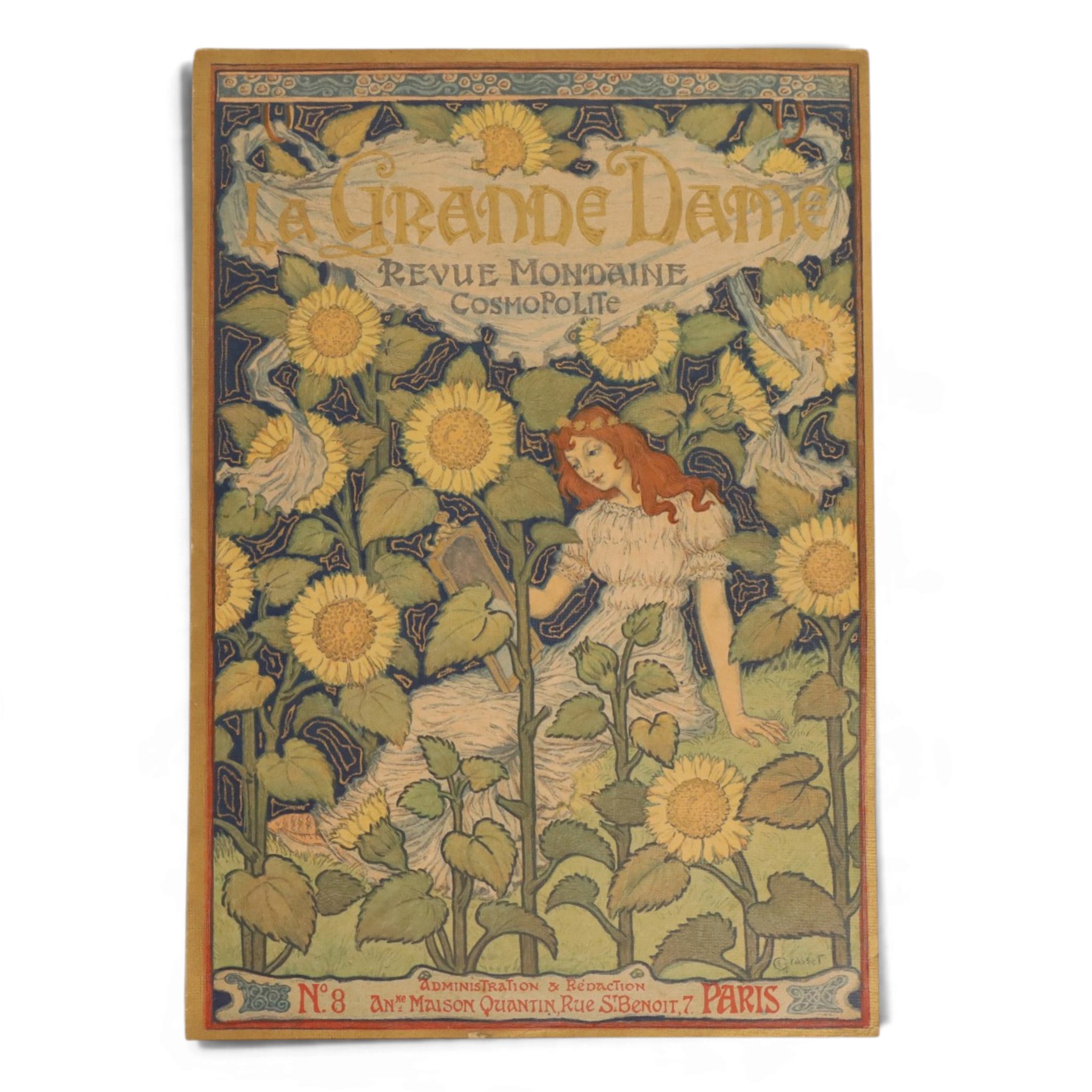 Eugène Grasset (Swiss 1845-1917): 'La Grande Dame', colour lithograph with gold ink and embossing, published c1893, 27cm x 18cm (unframed)