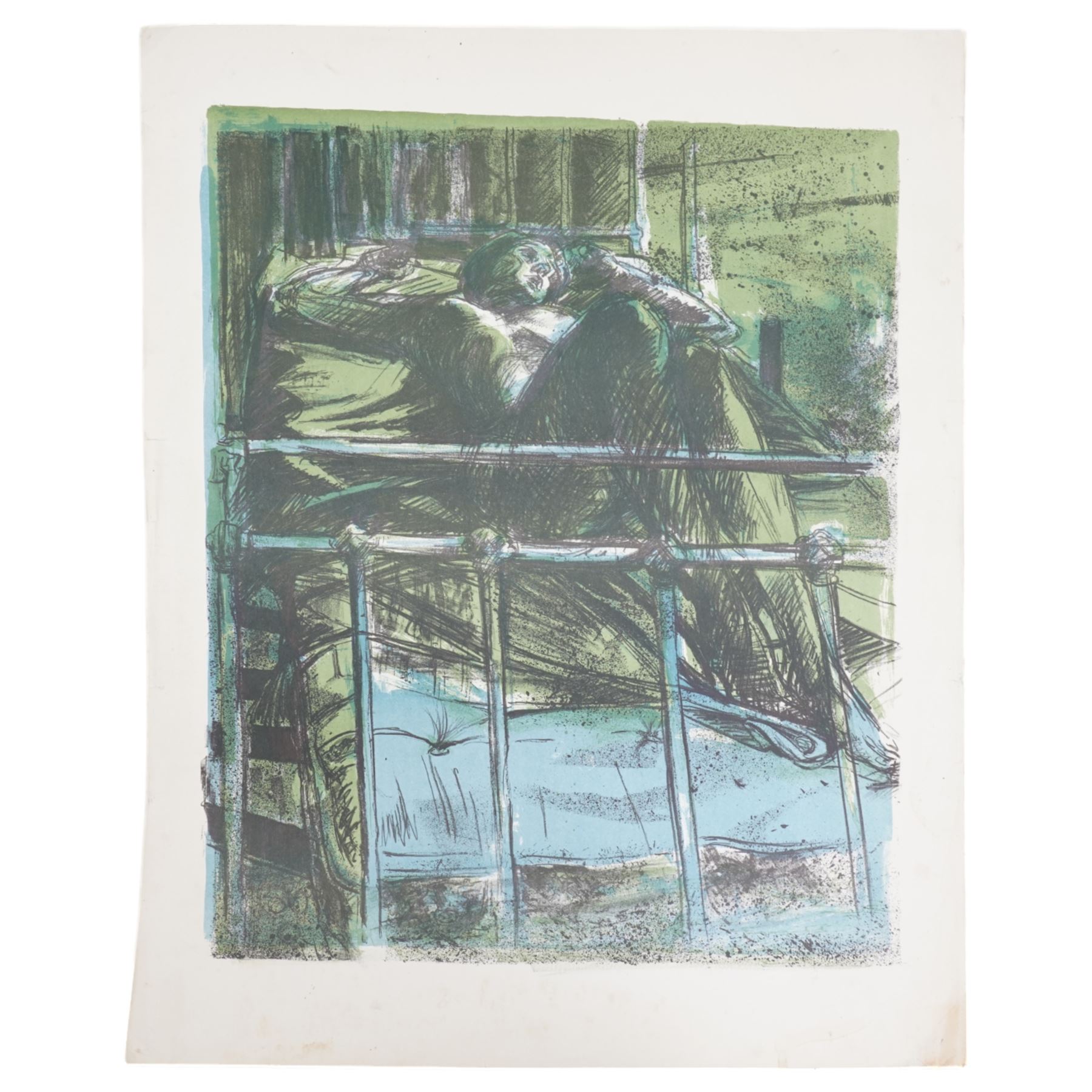 John Gilbey Bowles (British 1929-2011): 'Portrait of a Boy' 'Nude' and Man Wearing a Hat, set of two colour lithographs with one monochrome unsigned 64cm x 46cm (3) (unframed)
Notes: the boy and nude were exhibited at the Victoria & Albert museum, with the former being acquired for the permanent collection