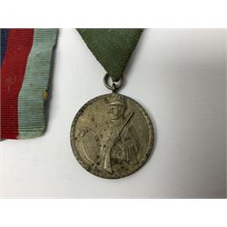 WW1 pair of medals awarded to 151761 Gnr. S. Loten R.A. with ribbons; four WW2 medals with ribbons; and small quantity of cap badges, medallions etc