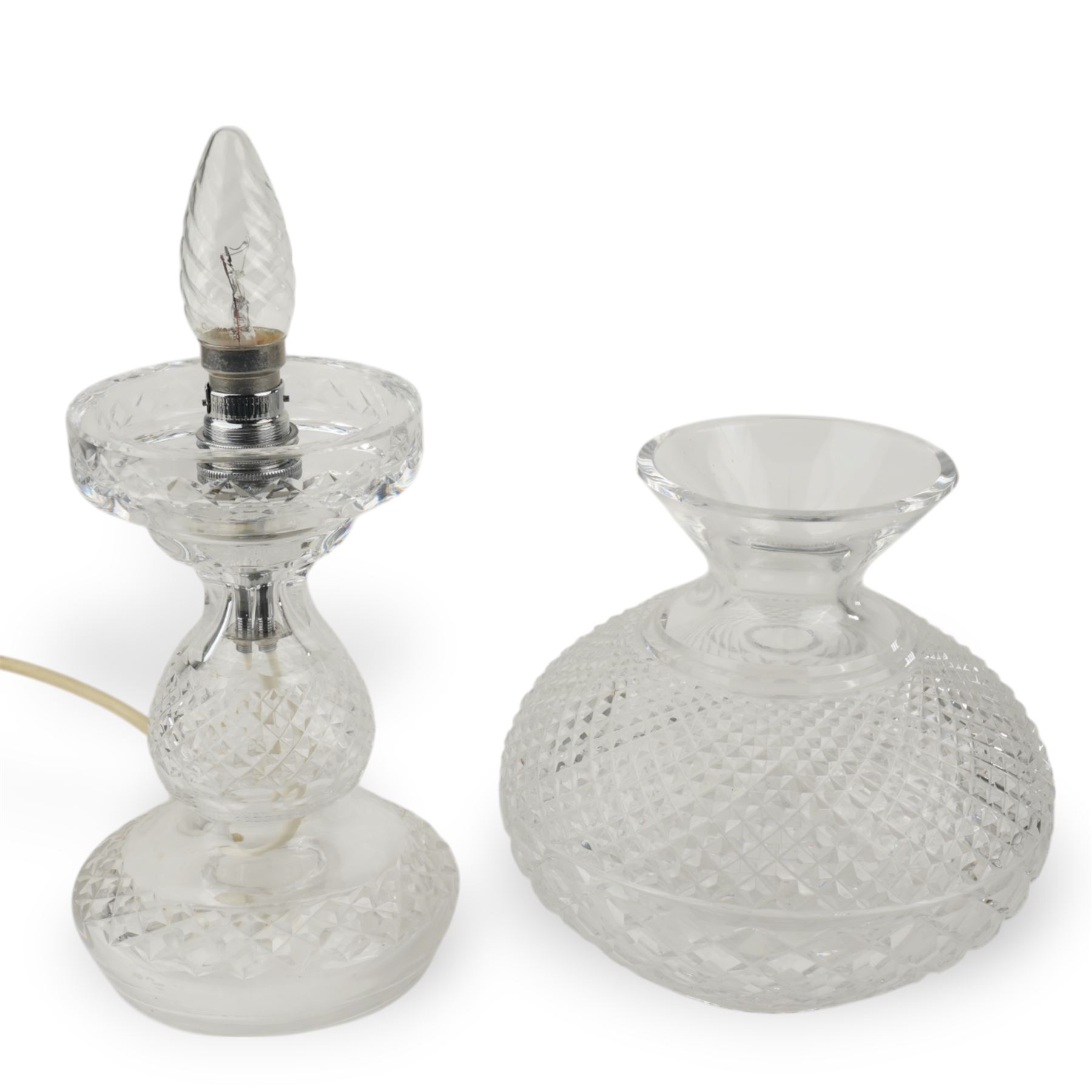 Waterford Inishmore pattern glass table lamp H36cm