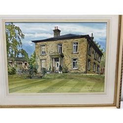 English School (20th century): 'Yew Tree House' and 'The Red Tractor Lower Gate - Near Downham', two watercolours and pen indistinctly signed by the same hand, former dated 1973 max 36cm x 50cm (2)