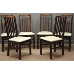  Set six walnut high back dining chairs, W45cm, H95cm, D48cm  