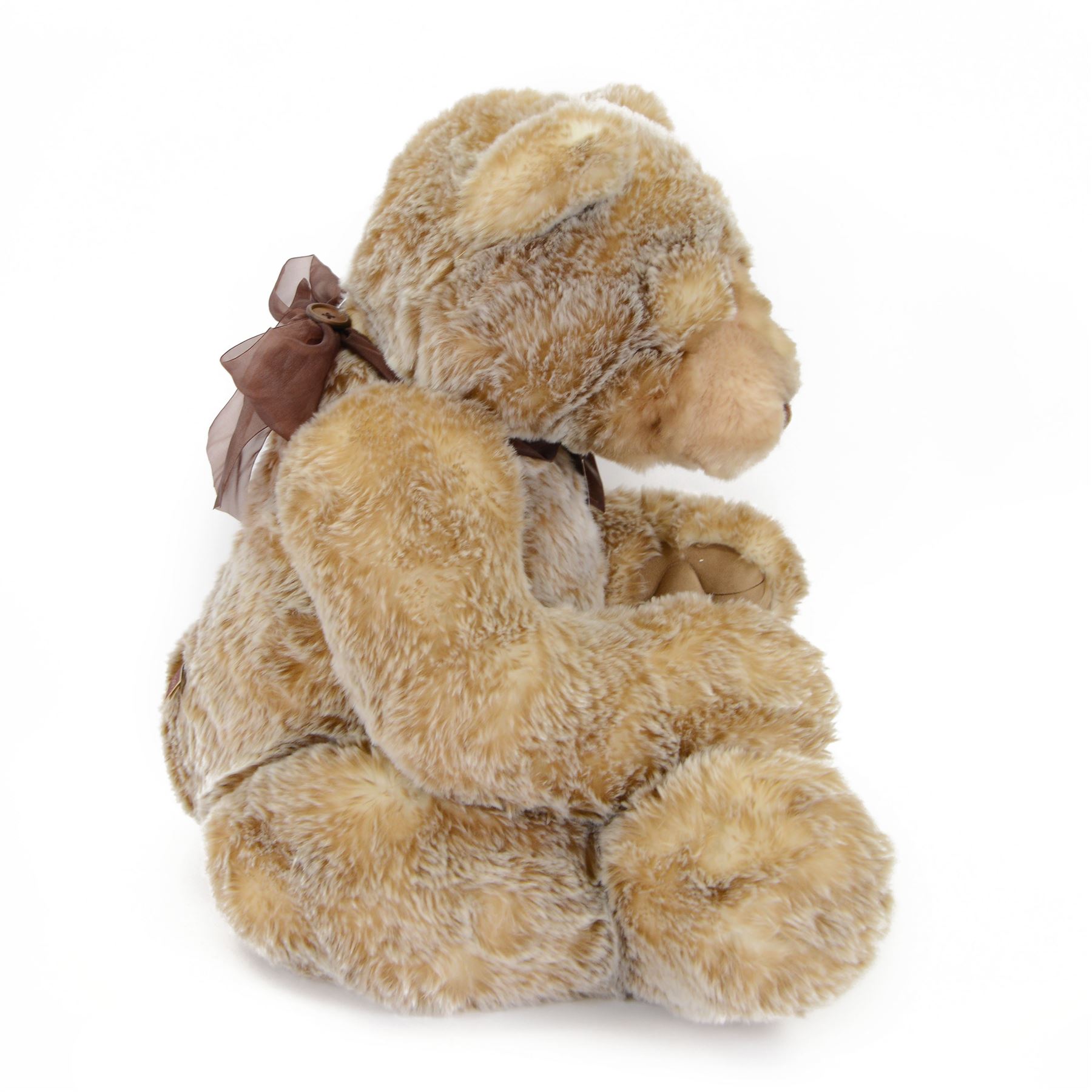Charlie Bears large plush jointed teddy bear 'Ian', with light brown fur and brown bow, designed by Isabelle Lee, with tags, H87cm 