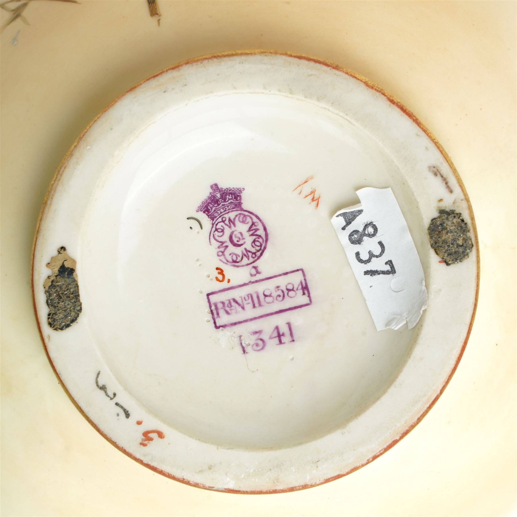 Victorian Royal Worcester ornamental ewer with gilded handle painted with floral sprays on a blush ivory ground H22cm