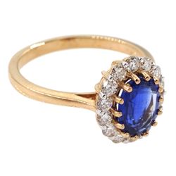 18ct rose gold oval kyanite and round brilliant cut diamond cluster ring, stamped, kyanite 1.42 carat =, total diamond weight 0.53 carat, with World Gemological Institute Report