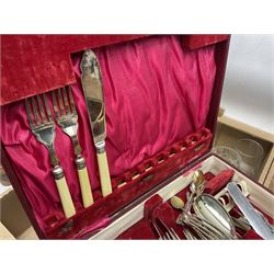 Onyx box with claw feet, together with gilt framed mirror, cut glass vase and other collectables, in three boxes 