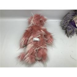 Three Charlie Bears, comprising limited edition Aunt Bibi CB205241O, 157/3000, Teresa CB212129C, and Soda Pop CB202040B, both designed by Isabelle Lee, all with tags 