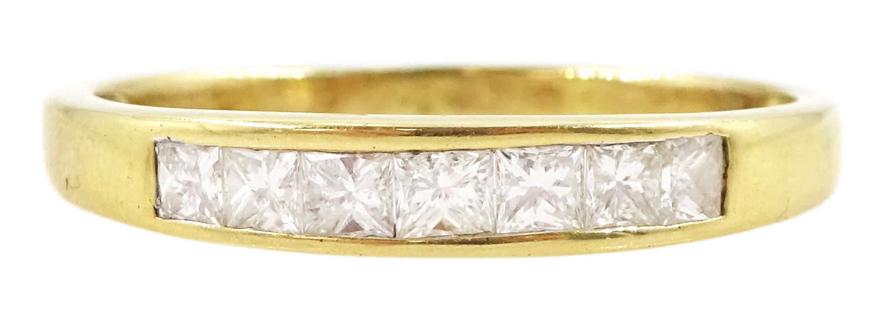 Iliana 18ct gold seven stone princess cut diamond half eternity ring, stamped, total diamond weight 0.50 carat 