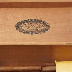 Four Cuban Cohiba cigars, six Montecristo cigars, two Romeo y Julieta and eighteen other Cuban cigars without labels in an earlier Hoyo de Monterrey de Jose Gener cigar box