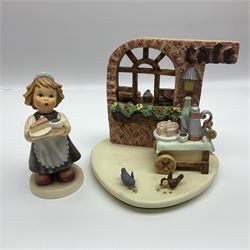 Nine Hummelscapes by Goebel, to include Bavarian Bire Garten, Cuck Crossing, Fisherman's Feast, Strudel Haus etc, each with associated Hummel figures, tallest H14cm 