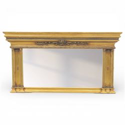 Early 20th century gilt over mantel mirror, the rectangular plate within stepped and mould...