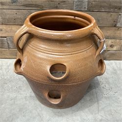 Glazed terracotta strawberry pot