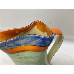 Seven Myott Son & Co hand painted jugs, all with printed mark beneath, H21cm