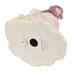 Seventeen Coalport figurines, including eleven bisque Age of Elegance examples and five miniature examples, together with a Royal Doulton figurine HN3608 Good Companion, one boxed 