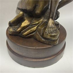 After Giambologna: Abduction of a Sabine Woman, bronze figure, on circular wooden base, H68cm