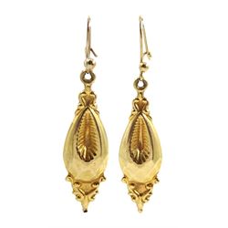Pair of 9ct gold Victorian pendant earrings