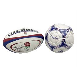England Rugby official replica ball by Gilbert signed by Mike Tindall, together with a FIFA football