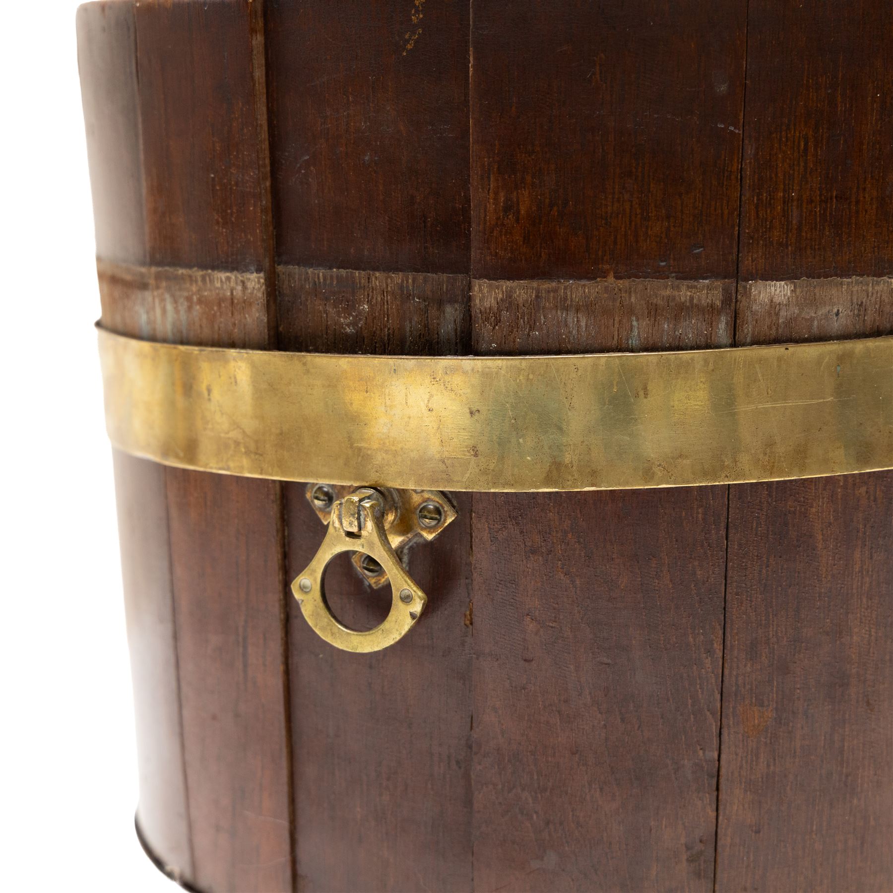 19th century Coopered brass bound planter of circular form, D27cm