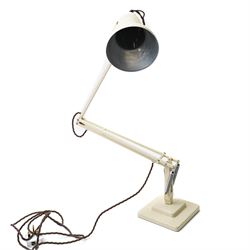 Herbert Terry & Sons cream painted Anglepoise lamp, model 1227, on square weighted base, c...