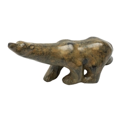 Pierre Chenet (French Contemporary): Polar Bear, bronze ochre patina nuanced with green, impressed signature with Milan Foundry mark, 48cm