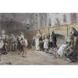 George Goodwin Kilburne (British 1839-1924): 'A Christmas Party', watercolour signed, titled on the original slip 17cm x 24cm
