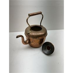 Copper samovar, together with a twin handled hot water urn and kettle 