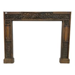 19th century Jacobean Revival oak fire s