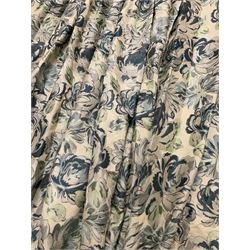 Marks & Spencer Home - lined curtains in blue floral patterned fabric, pleated header, with tie backs, W80cm, Fall - 195cm