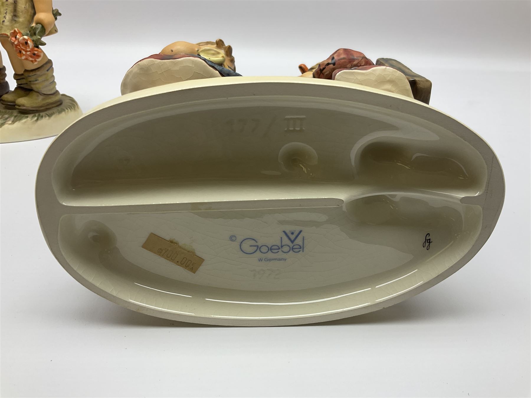 Large Hummel figure group by Goebel, School Girls, together with Hummel figure group, We Wish You The Best, tallest H23.5cm