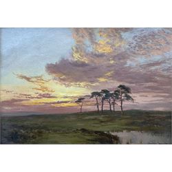 Charles Smith (British 19th Century): Sunset Over a Flatland Landscape, oil on board signed 20.5cm x 30cm 