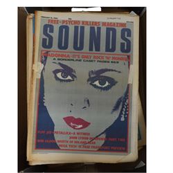 1980s 'Sounds' music magazines, approximately two-hundred and seventy spanning the years 1980-1986