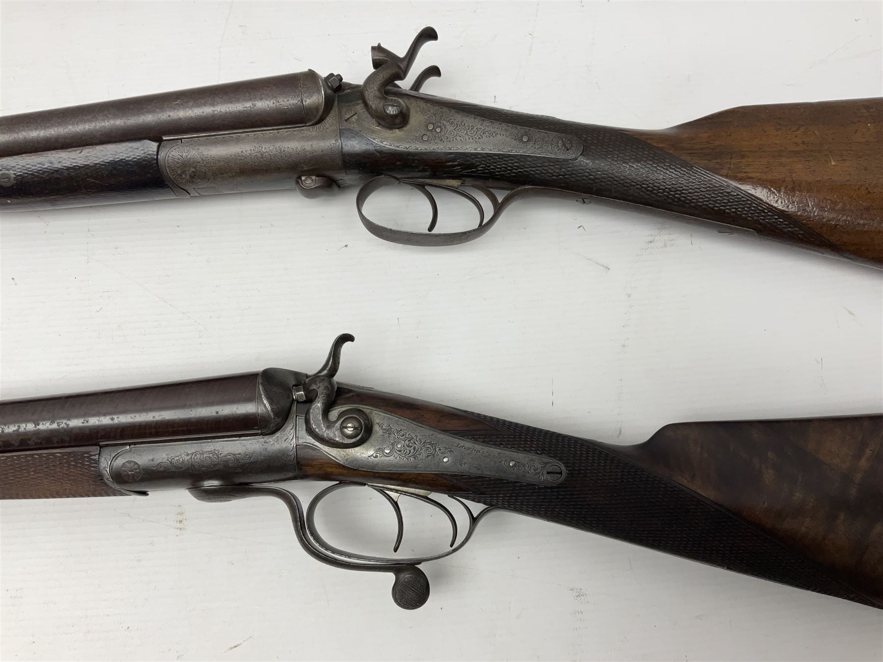 SHOTGUN CERTIFICATE REQUIRED - 19th century John Adams of London 12-bore double barrel side-by-side hammer gun with screw under-lever opening, 76cm (30