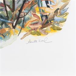 Annette Kane (British 1955-): 'Two Spoons' and Still Life of Tulips, two watercolours signed, one titled verso, 33cm x 48cm and 55cm x 74cm (2)