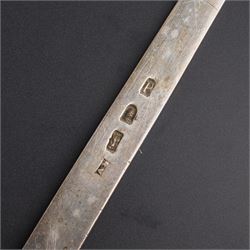 George III silver meat skewer with shell moulded ring L40cm London 1779 Maker Allen Dominy 