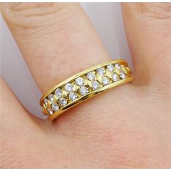 18ct gold two row round brilliant cut diamond half eternity ring, hallmarked, total diamond weight approx 0.55 carat