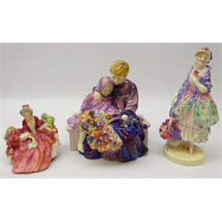  Three Royal Doulton figures 'Phyllis' HN 1420, 'The Flower Sellers Children' (both a/f) and 'Lydia' (3)  