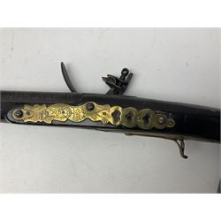 19th century Arabian(?) jezail flintlock musket, approximately 28-bore, the 137cm(54