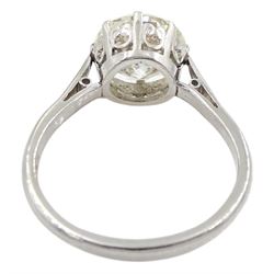 Platinum single stone round brilliant cut diamond ring, Birmingham 1975, diamond approx 3.00 carat, with Gemmological Certification Services certificate