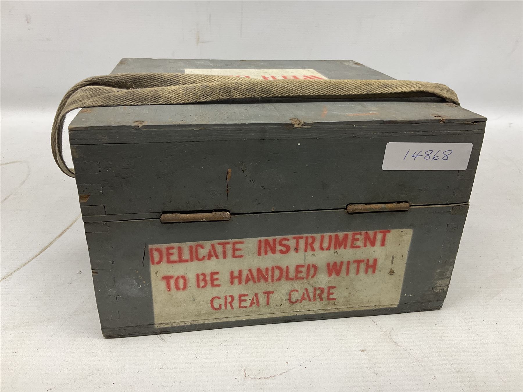  WWII period Type P10 aircraft compass, 16.5cm diameter brass rim marked “Type P10” and “No 1130B”, spring mounted onto brass base with Air Ministry plate marked “Crown A.M. No 6A.1671”; in original grey painted wooden box