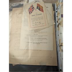 Collection of mostly Royal ephemera and commemorative memorabilia, including souvenir programmes, Royal Pedigrees, postcards, and newspaper reprints, etc, contained within a folder