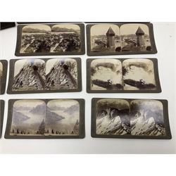 Stereoscope viewer and box of stereoscopic views of Switzerland cards, by Underwood & Underwood 