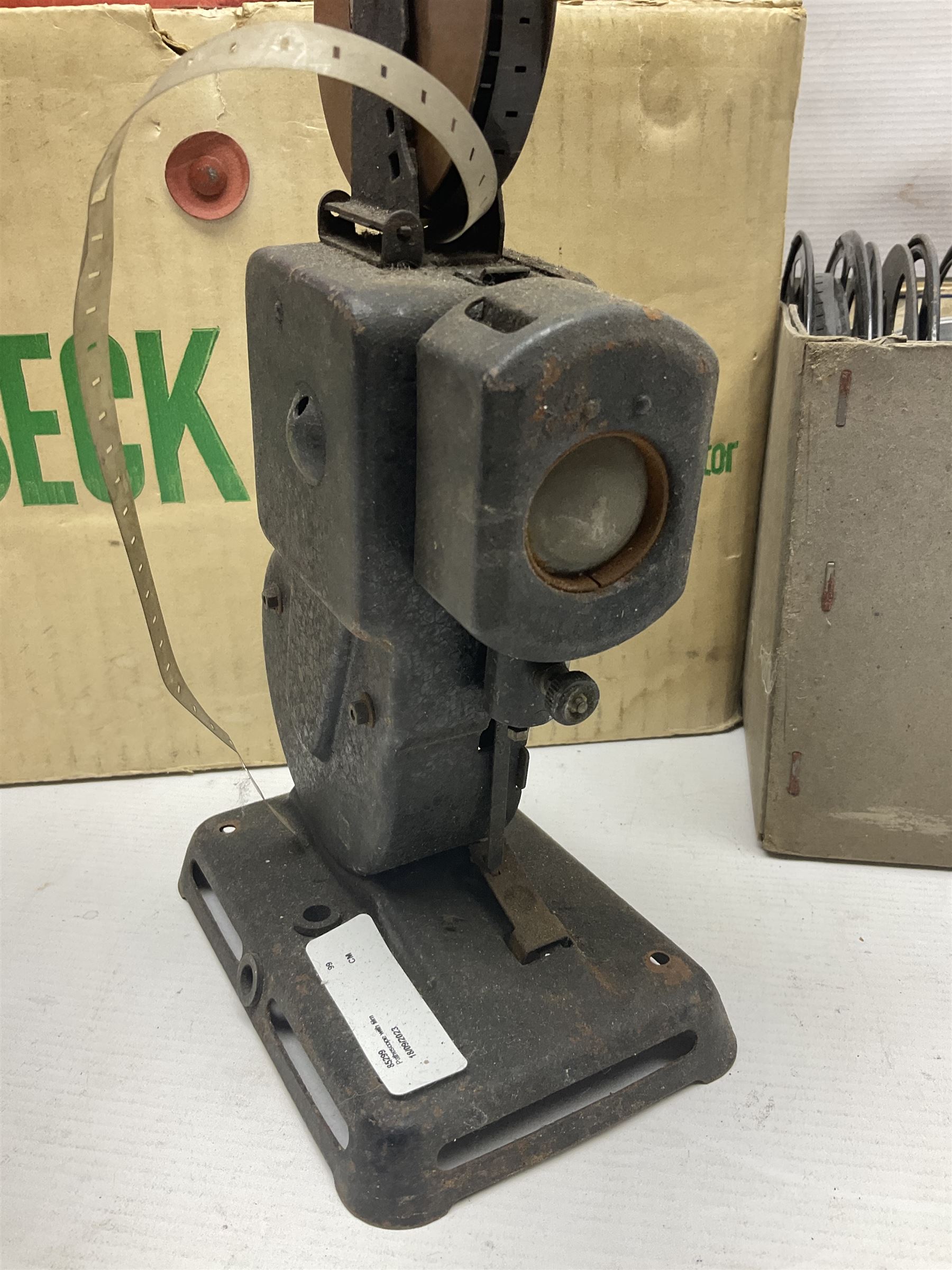 Holbeck projector, two Pathescope projectors with film, including Mail Pilot, Bean Stalk Mickey, Mickey's Pal Pluto etc