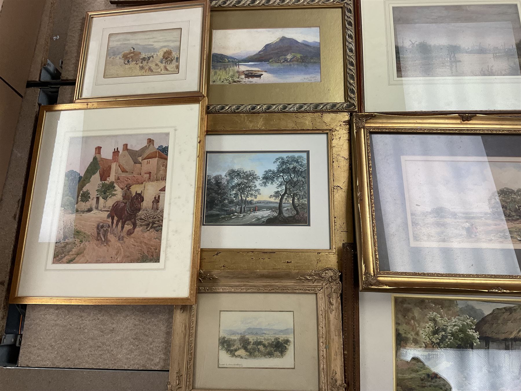 Collection of 19th and early 20th century watercolours, artists including Fred R Gibson, Joseph Pighills, Norman Wilkinson, George Anderson Short, George Stratton Ferrier,  John Dobby Walker, WH Gray, William Woodhouse, R Thomas, Claude Hayes, W Harrison, Mary Weatherill, Robert Houston, Tom Jones, etc (17)